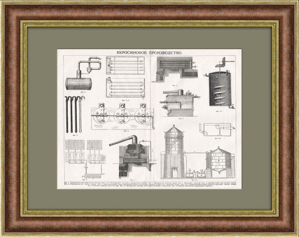 Керосиновое производство. Литография конца 19 века