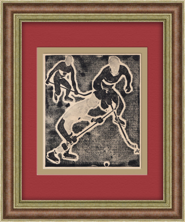 Хоккей, редкая авторская цинкография, 1920-е гг.
