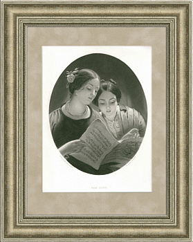 Дуэт (The Duet), антикварная гравюра