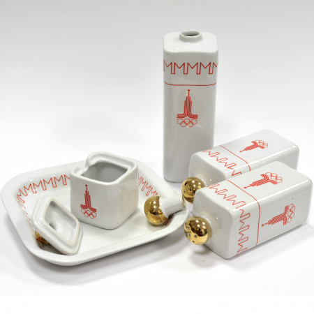 редкий набор для специй. олимпиада-80, советский фарфор