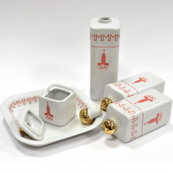 редкий набор для специй. олимпиада-80, советский фарфор