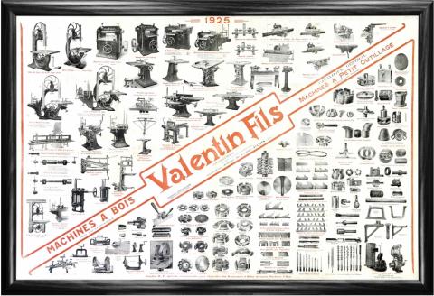 "Деревообрабатывающие станки фирмы  Valentin Fils", плакат 1925 г. Оригинал, 65х100 см!