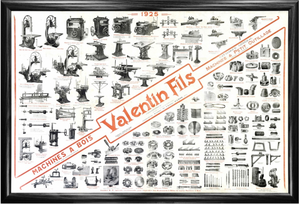 Деревообрабатывающие станки фирмы  Valentin Fils, уникальный плакат 1925 г.