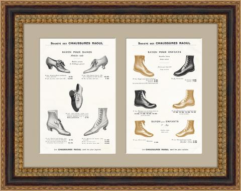 Женская и детская обувь, французская коллекция 1910 года. Старинная реклама, 1910 г.