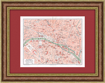 Центр Парижа. Антикварная карта 1904 года