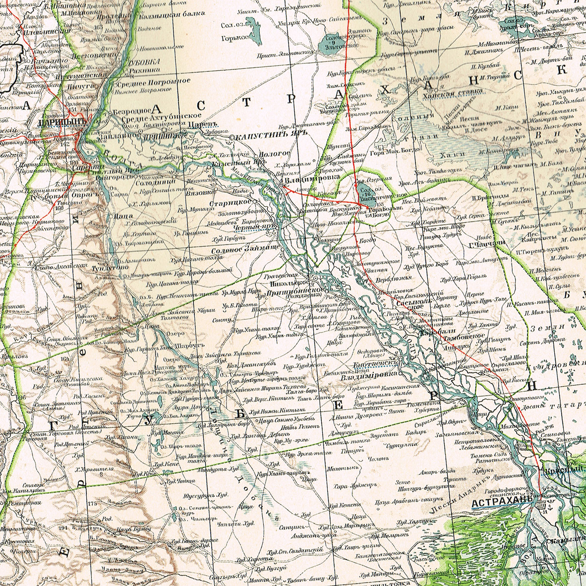 Карта астраханской губернии 1909г топографическая