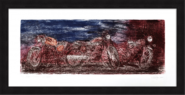 Мотоциклы: Дукати и Кавасаки. Авторский офорт Мотоциклы: Дукати и Кавасаки. Авторский офорт