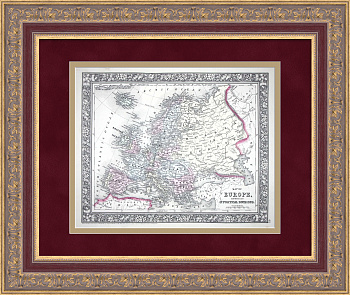 Старинная карта Центральной России (включая Европу), 1860 года