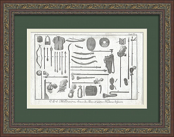 Оружие солдат Османской империи. Старинная, редкая гравюра