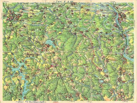 Туристическая схема "По северо-западному Подмосковью", 1965 г.