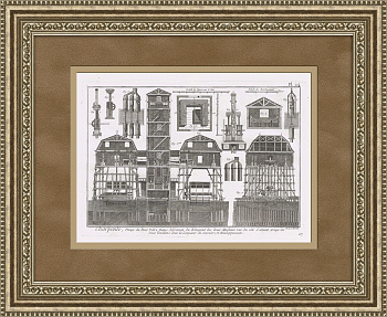 Водяной насос у моста Нотр Дам. Cтаринная гравюра Дидро