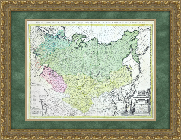 Карта Российской империи 1786 года. Гравированная с ручной раскраской, коллекционный раритет Карта Российской империи 1786 года. Гравированная с ручной раскраской, коллекционный раритет