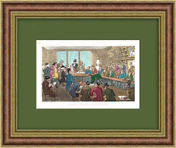 Аукцион в Лондоне 1855 года, старинная литография 19 века