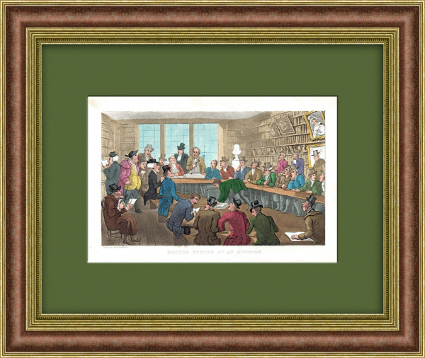 Аукцион в Лондоне 1855 года, старинная литография 19 века