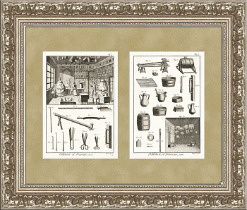 Скорняжная мастерская. Инструменты. Гравюры на меди, бумага ручной выделки, 1775-1785 гг.