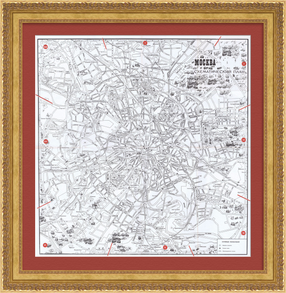 Схематический план города Москва. Старинная карта