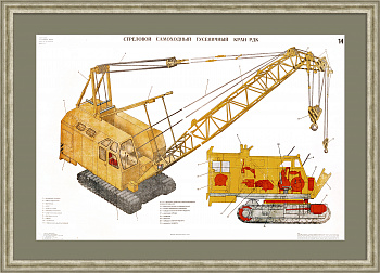 Гусеничный кран РДК. Строительная техника, советский плакат Гусеничный кран РДК. Строительная техника, советский плакат
