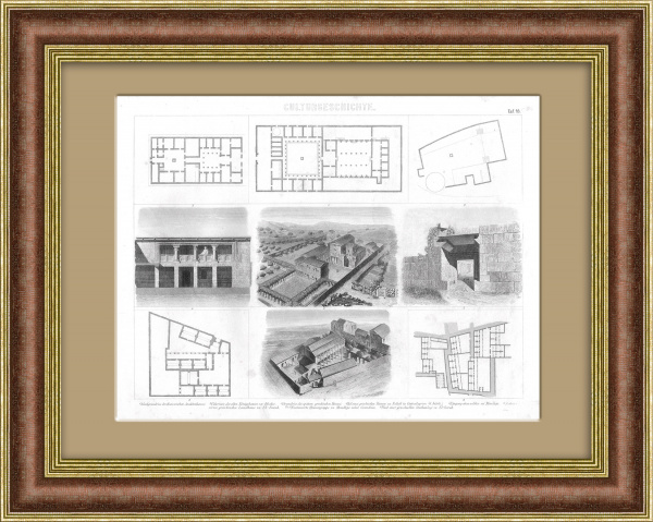Планы зданий древности. Антикварная гравюра Планы зданий древности. Антикварная гравюра