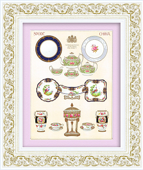 Сервиз в стиле шинуазри (Китай) для короля Георга V. Хромолитография в раме