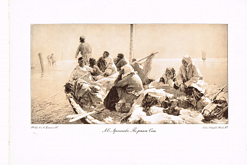 По реке Оке, старинная фототипогравюра