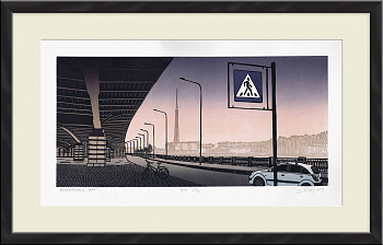 Ушаковская набережная, Санкт-Петербург. Авторская линогравюра