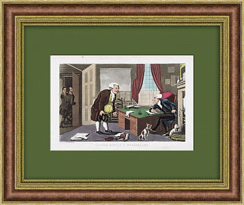 Лондон середины 19 века: разговор с книготорговцем. Литография