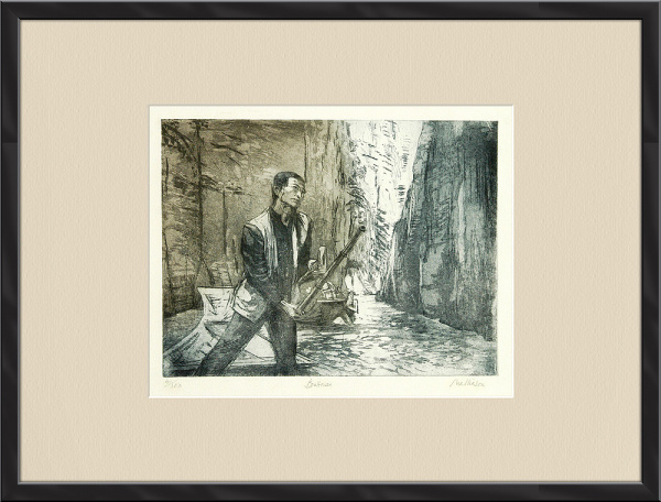 Лодочник. Авторская акватинта Пэт Маллинсон