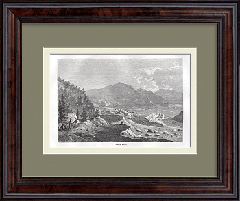 Город Кола – исторический центр Кольского полуострова. Русский Север, старинная гравюра