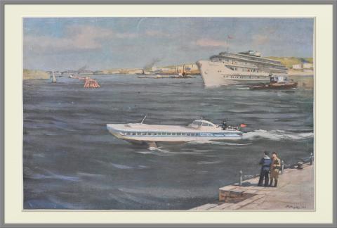 Советский речной транспорт, большой плакат 1960-х