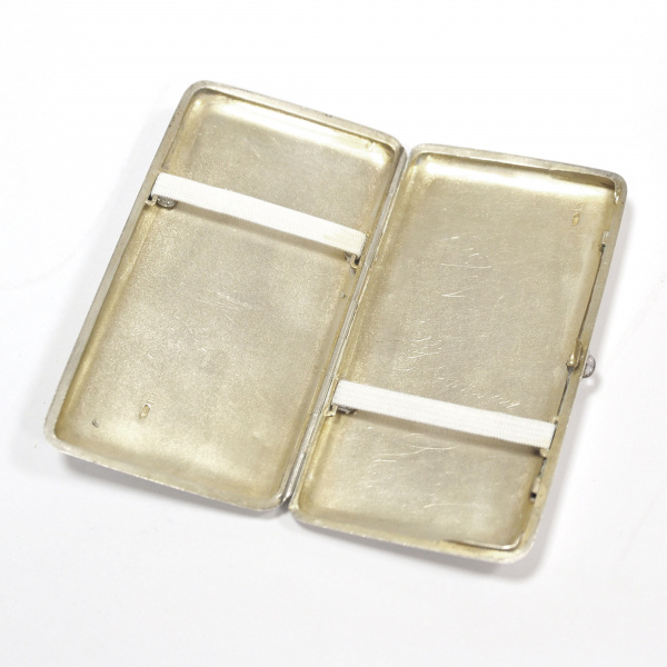 портсигар в стиле модерн с гербом российской империи. серебро 84 пробы