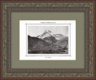Вид на гору Казбек, антикварная фототипия конца 19 века