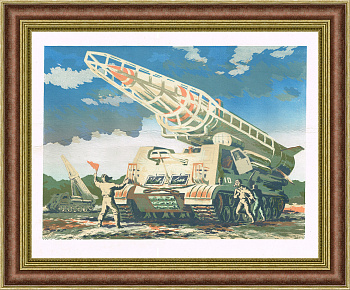 Ракетный комплекс "Эльбрус". Линогравюра СССР