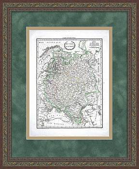 Россия в Европе от 1812 г. Старинная гравированная карта Россия в Европе от 1812 г. Старинная гравированная карта