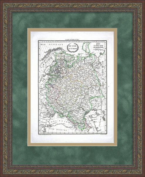 Россия в Европе от 1812 г. Старинная гравированная карта Россия в Европе от 1812 г. Старинная гравированная карта