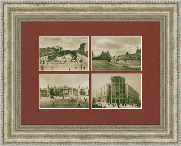 Москва 1930: Красная площадь, вокзал, телеграф, панно в раме