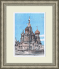 Храм Василия Блаженного. Большая цветная литография периода СССР
