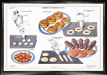 Пирожные из заварного крема, советский плакат, 1991 г., большой формат Пирожные из заварного крема, советский плакат, 1991 г., большой формат