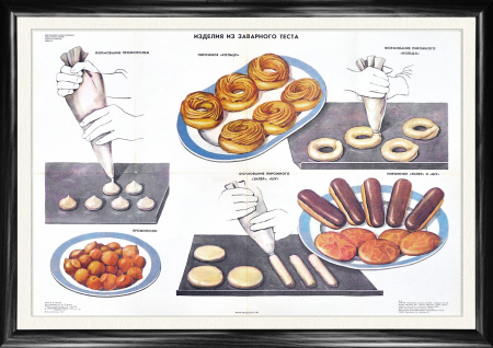 Пирожные из заварного крема, советский плакат, 1991 г., большой формат