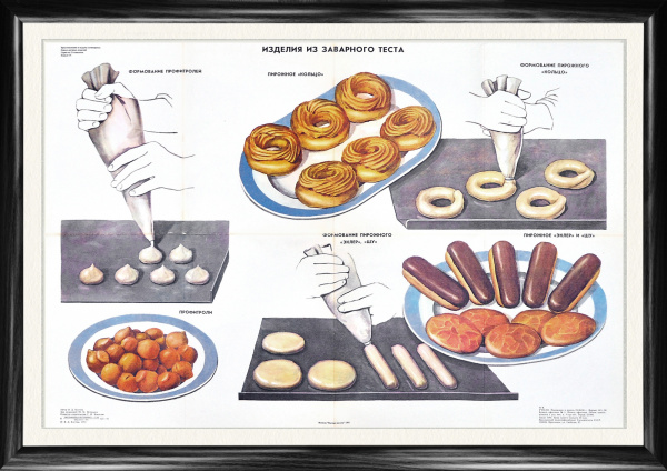 Пирожные из заварного крема, советский плакат, 1991 г., большой формат Пирожные из заварного крема, советский плакат, 1991 г., большой формат