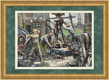 Нефтяники города Грозного. Авторская живопись 1965 года