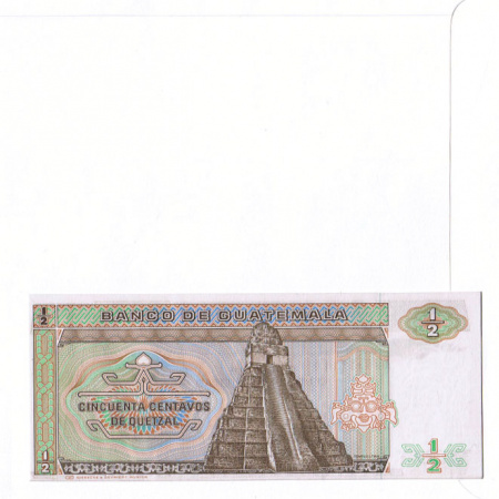 гватемала: купюра, конверт, марки со спец. гашением. коллекционный выпуск
