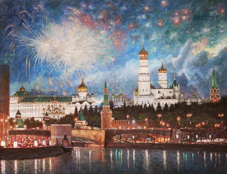 Гремит салют над праздничной Москвой