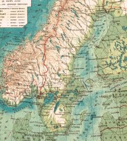 Балтийское море, Прибалтика и Скандинавский полуостров, карта 1933 г.