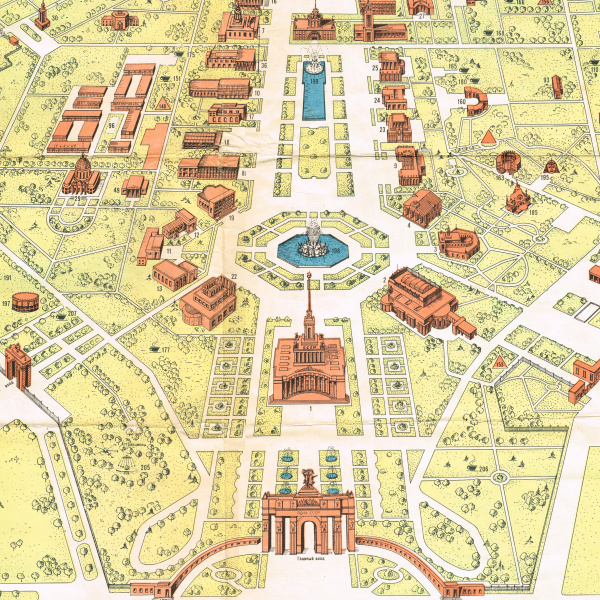 вднх ссср: панорамный план, 1970 г., в раме
