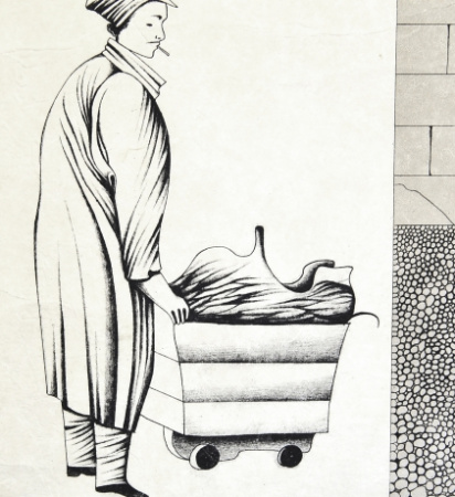 литография м. шемякина из цикла "чрево парижа" 1977 год (эстамп № 31/50)