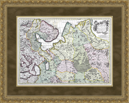 Карта Северной части Московии с СПб, раритет 1720-е годы