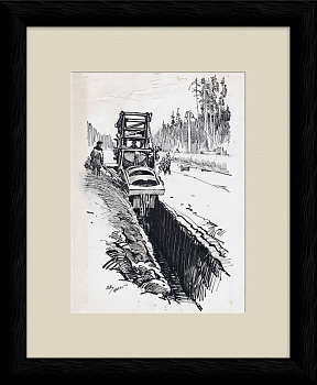 На стройке нефтепровода. Авторский рисунок