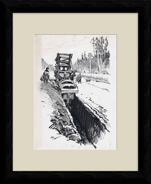 На стройке нефтепровода. Авторский рисунок