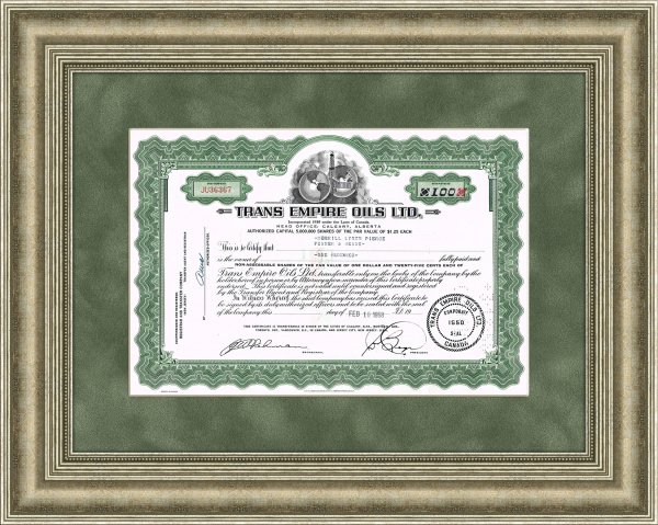 Нефтяная компания "Trans-Empire Oils ltd", сертификат