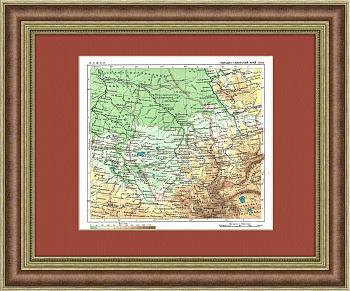 Западно-Сибирский край, старинная карта в раме